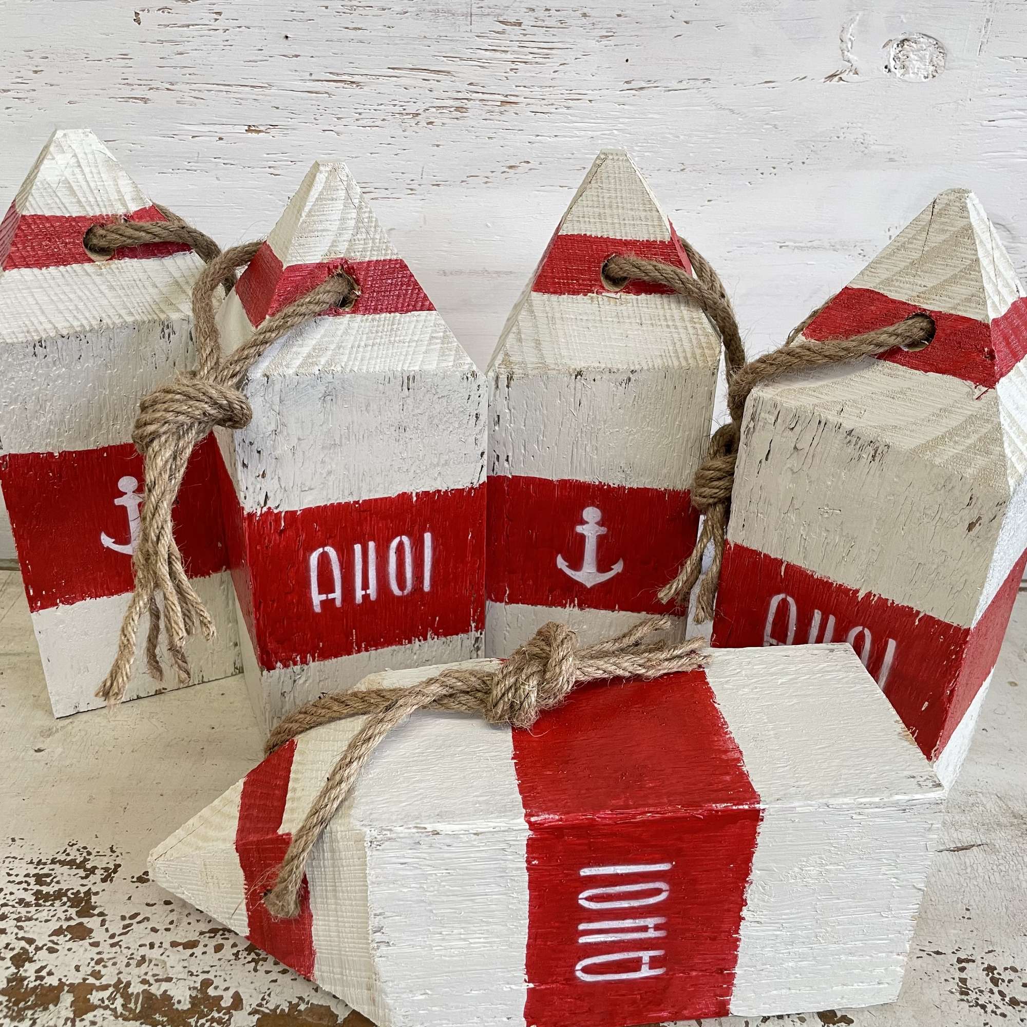Türstopper Hummerboje Boje Holz eckig Ahoi rot Maritim