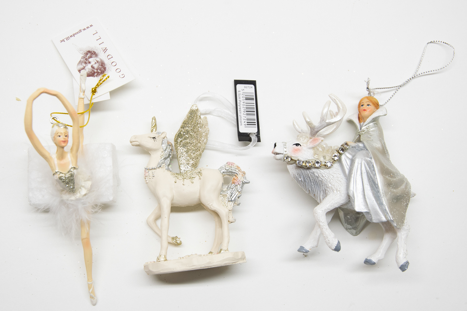Ballerina Einhorn Schneekönigin 3er Set B-Ware Christbaumschmuck  
