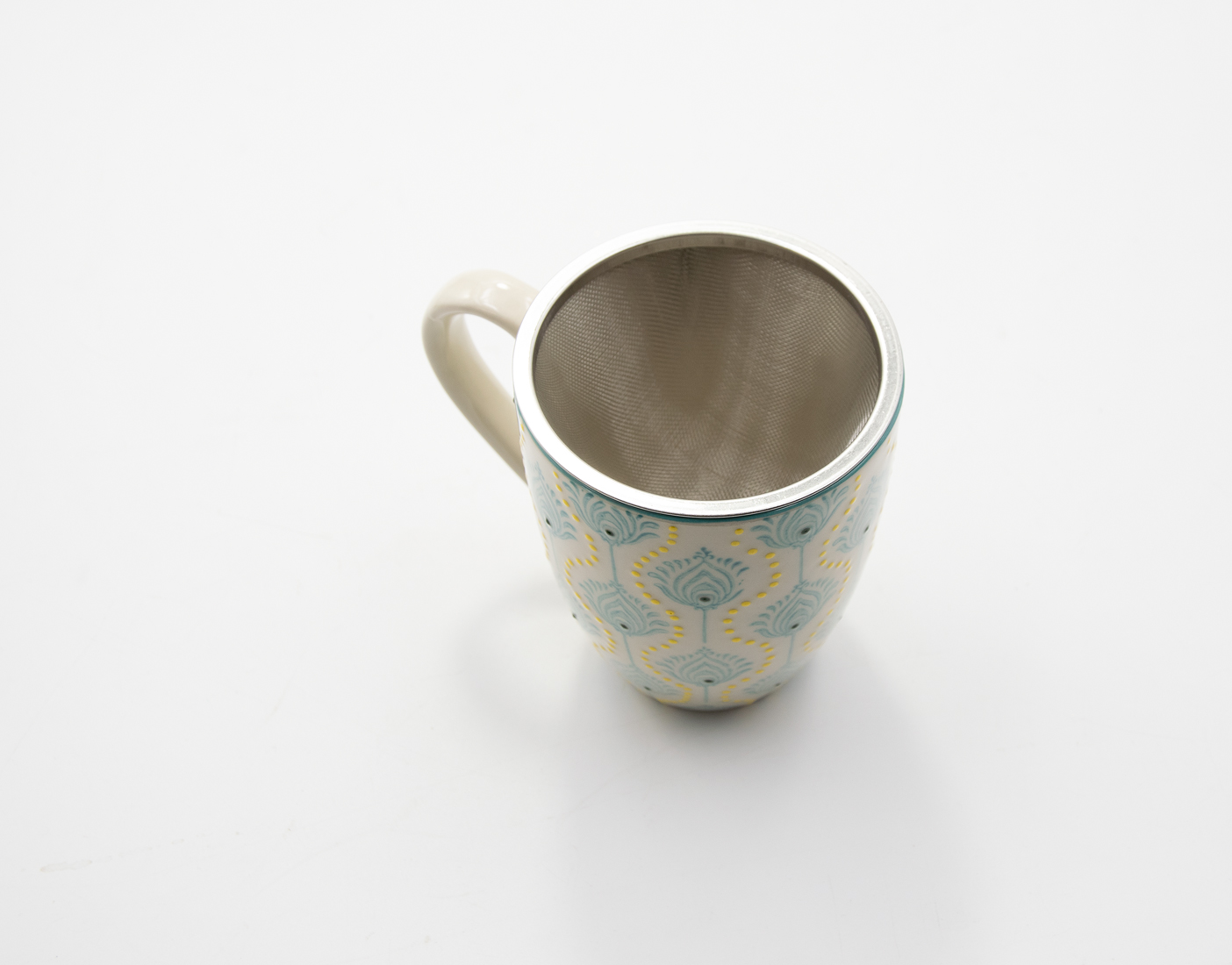 Teetasse mit Teesieb und Deckel Steingut BOHO CHIC 400ml