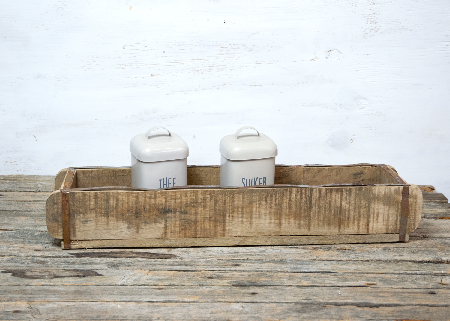 Kasten Ziegelform Holz braun lang Industriestil Landhausstil