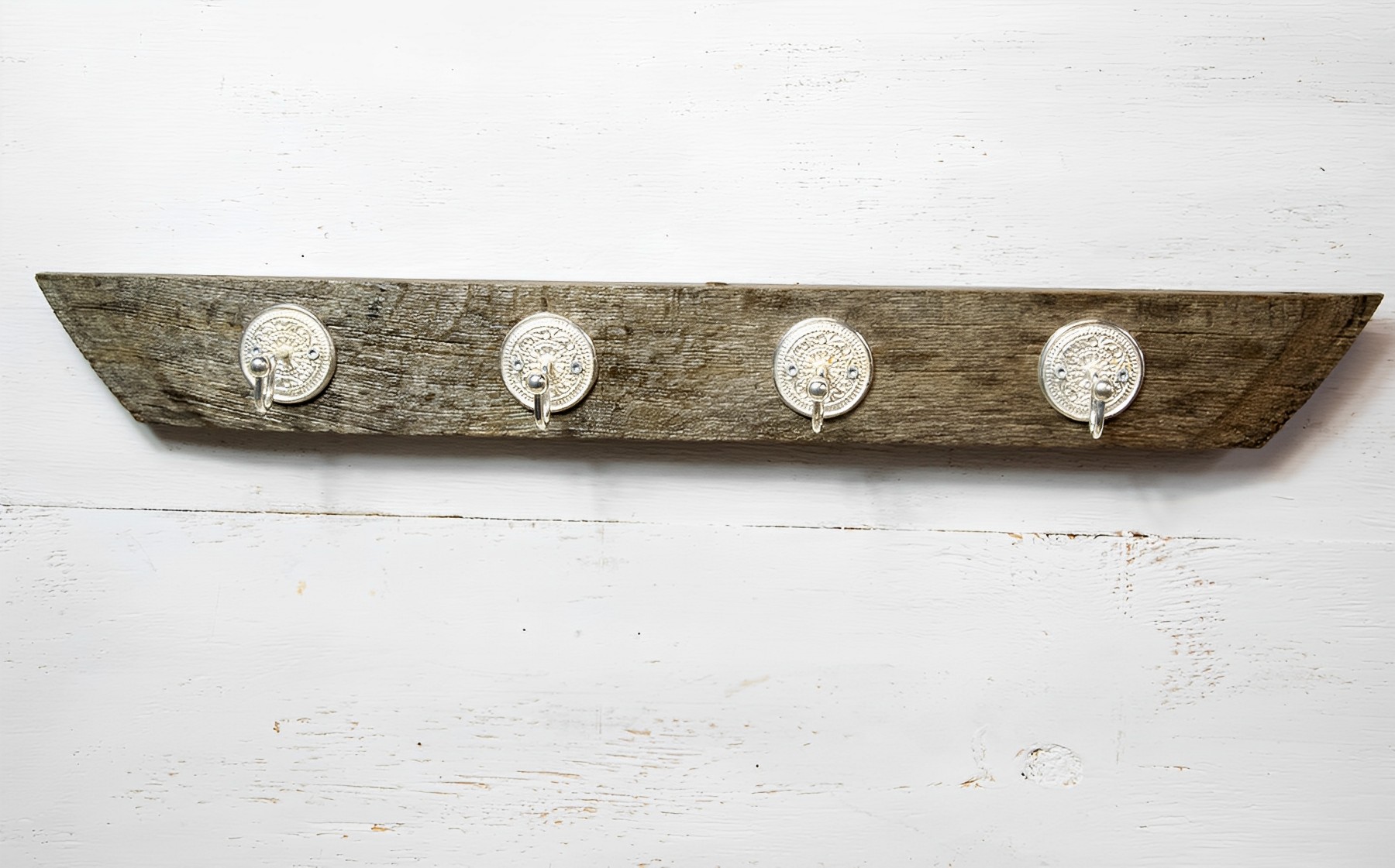 Garderobe Hakenleiste Rustikal Vintage Antik 4 Haken silber