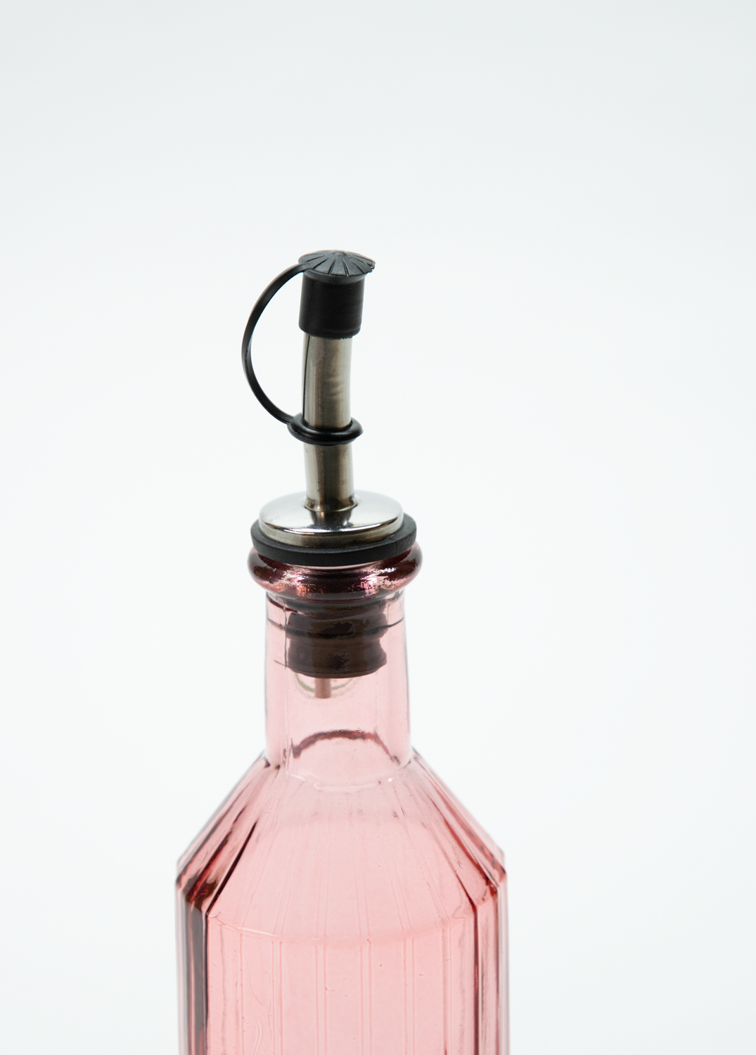 Flasche 300ml mit Ausgiesser Essig / Öl altrosa Streifen Decor