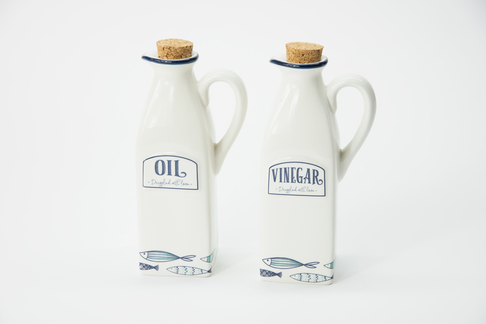 Essig- & Öl Set Maritim Fisch Landhausstil