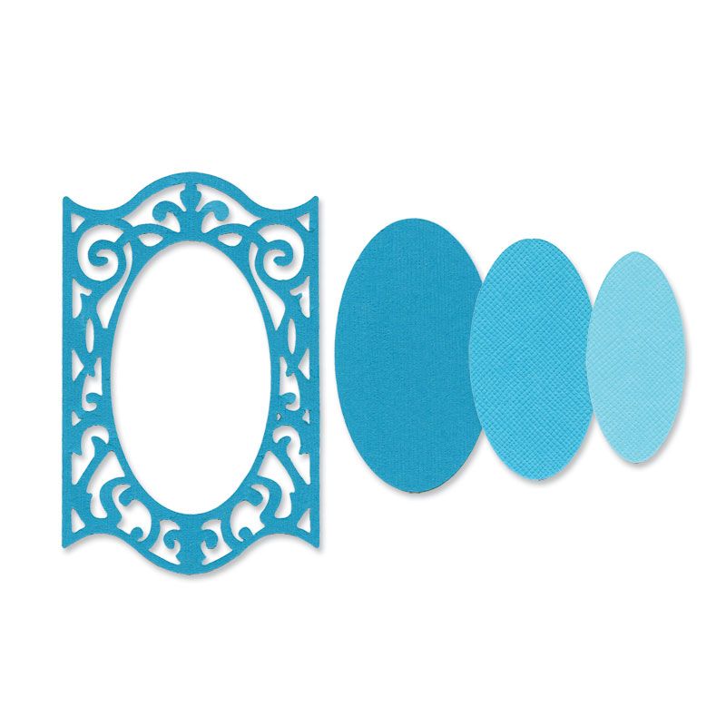 Sizzix Stanze Framelits die Set Frame Oval Ironwork Edges