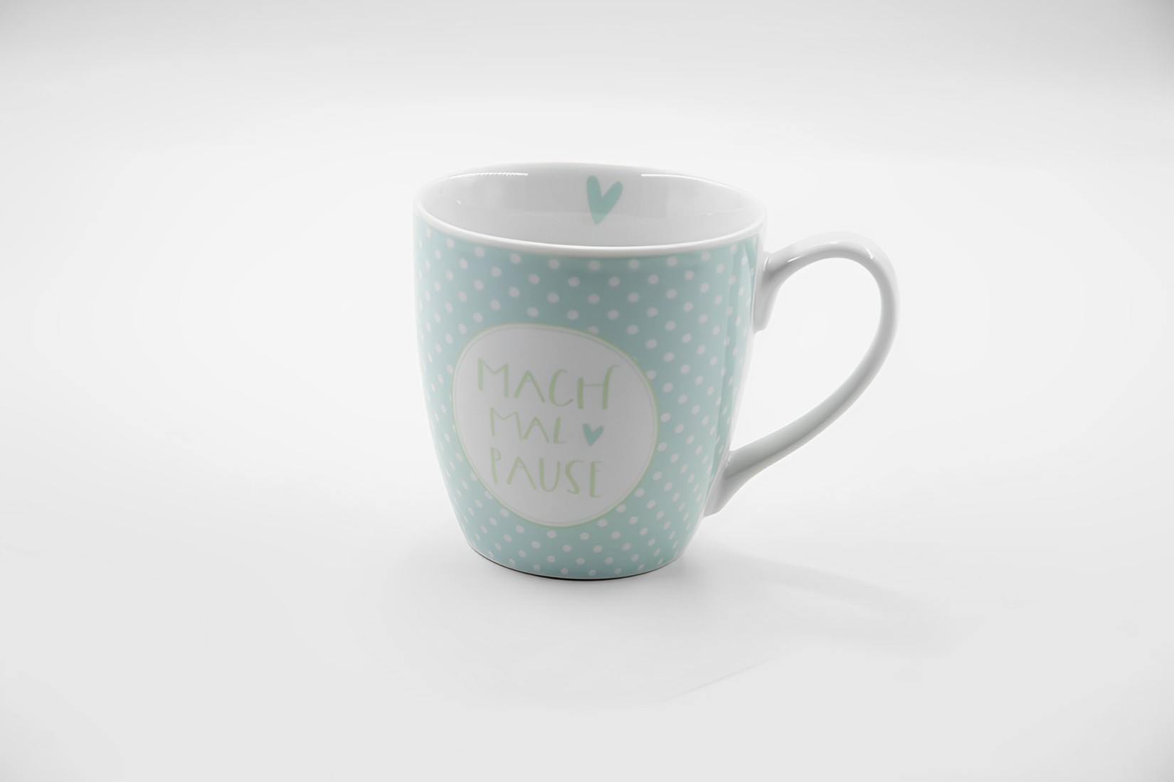 Kaffeetasse Becher Tasse Jumbobecher Keramik 400ml Mach Mal Pause blau Landhausstil  