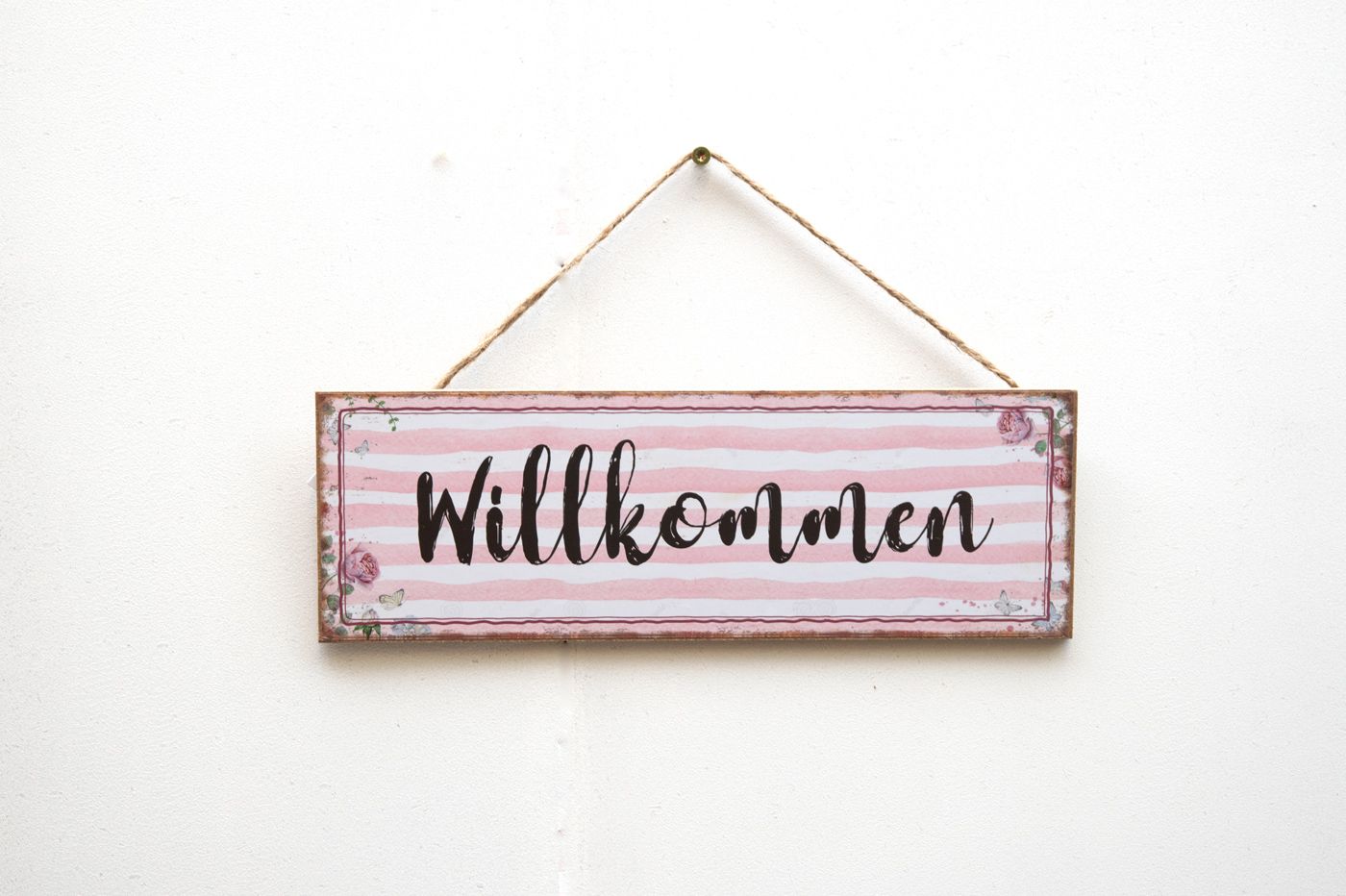 Türschild Willkommen Holz Landhausstil