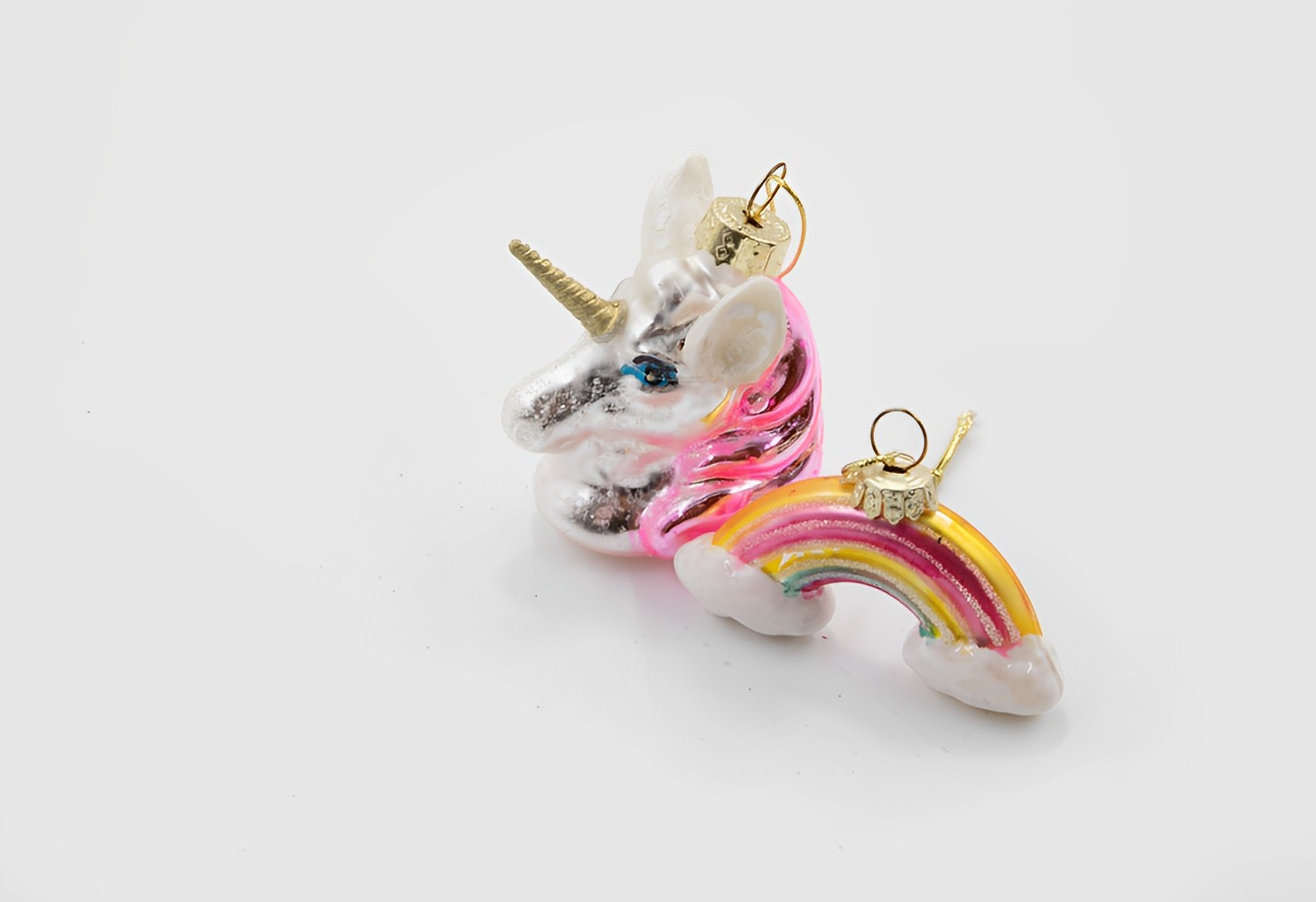 Sass & Belle Regenbogen Einhorn Set Weihnachtsschmuck 