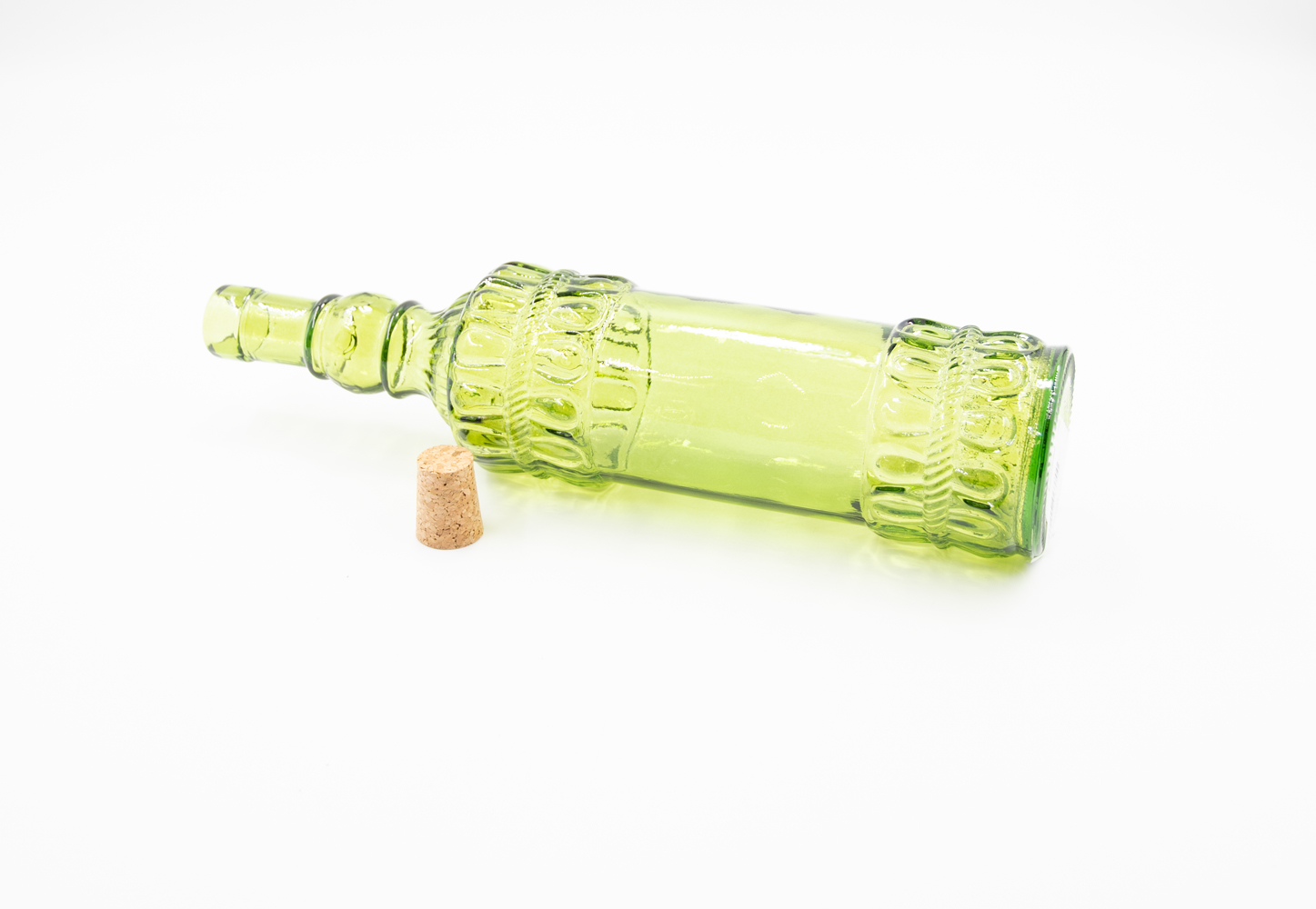 Glasflasche mit Korkverschluß 800ml Essig / Öl Landhausstil