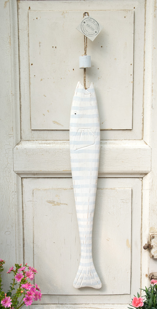 Deco Fisch blau Holz Maritim  