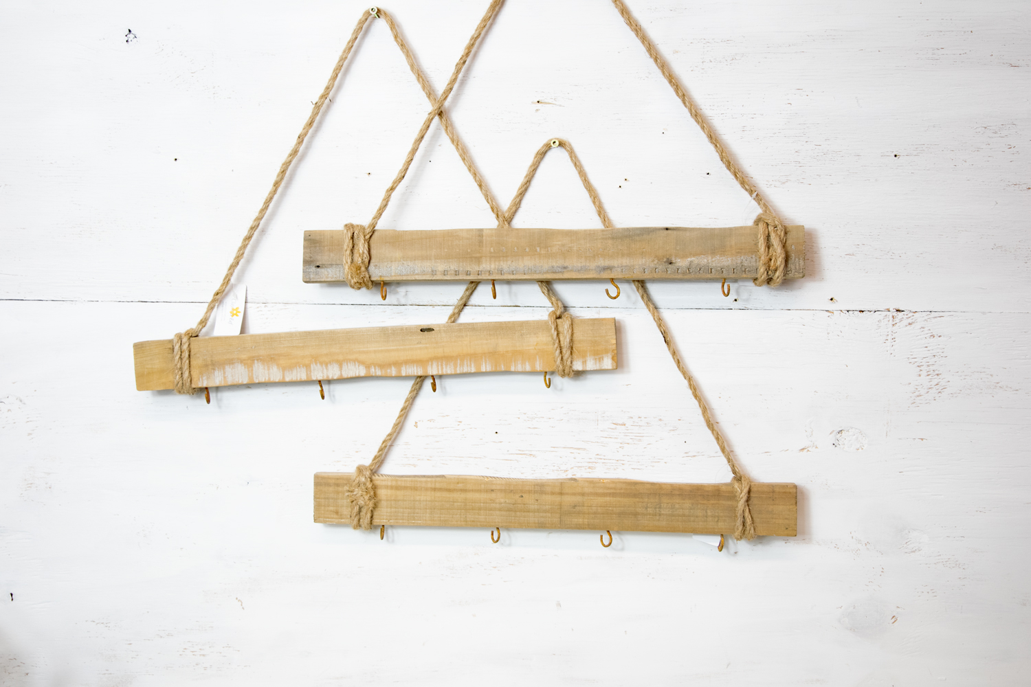 Hakenleiste mit vier Haken Garderobe Holz braun Landhausstil