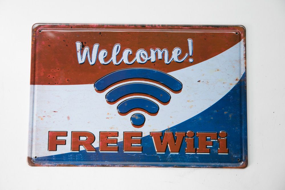 Türschild Blechschild Welcom FREE WiFi