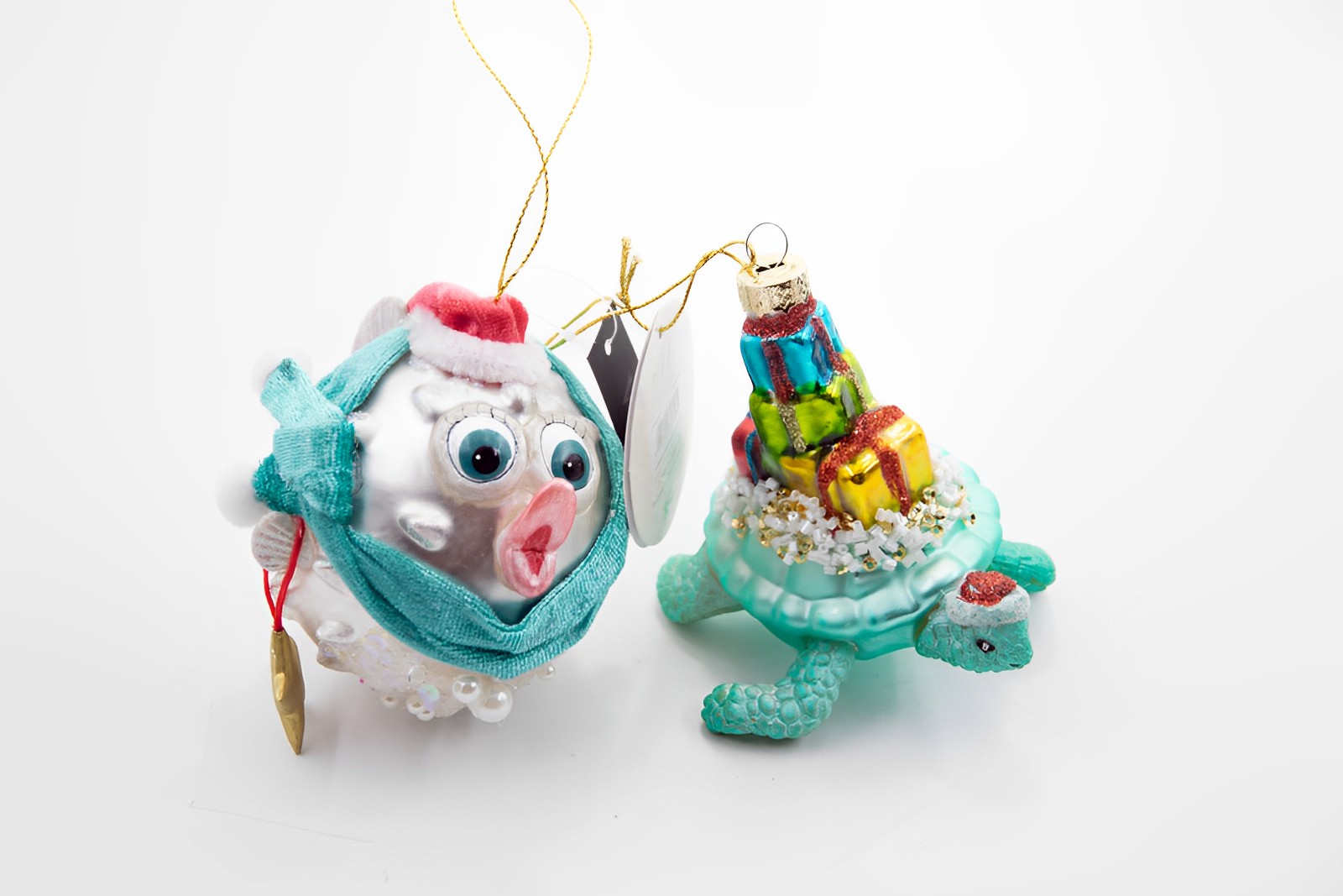 Schildkröte & Kugelfisch 2er Set B-Ware Christbaumschmuck  