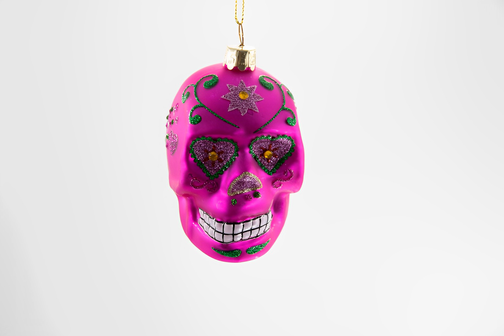 Totenkopf pink Glas Weihnachtsschmuck 