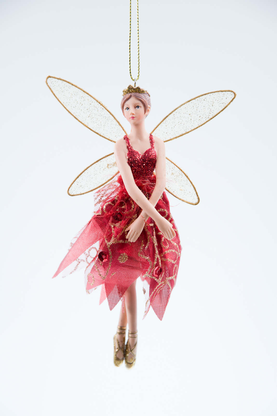 Gisela Graham Fairy Ballerina rot / gold Weihnachtsschmuck