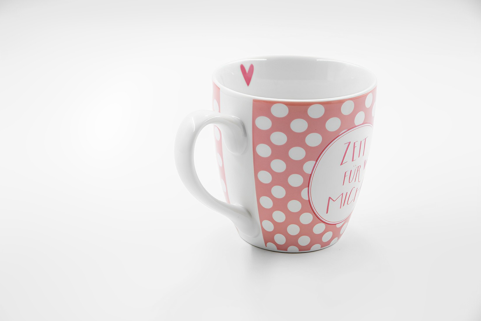 Kaffeetasse Becher Tasse Jumbobecher Keramik 400ml Zeit für mich rosa Landhausstil 