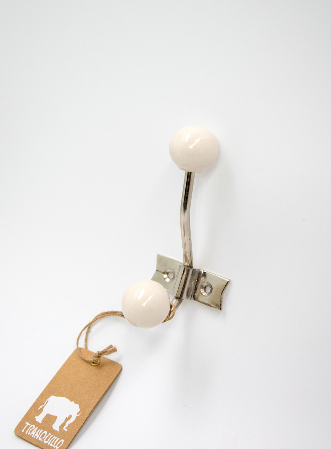 Garderobenhaken RETRO creme Keramik Vegan Landhausstil 