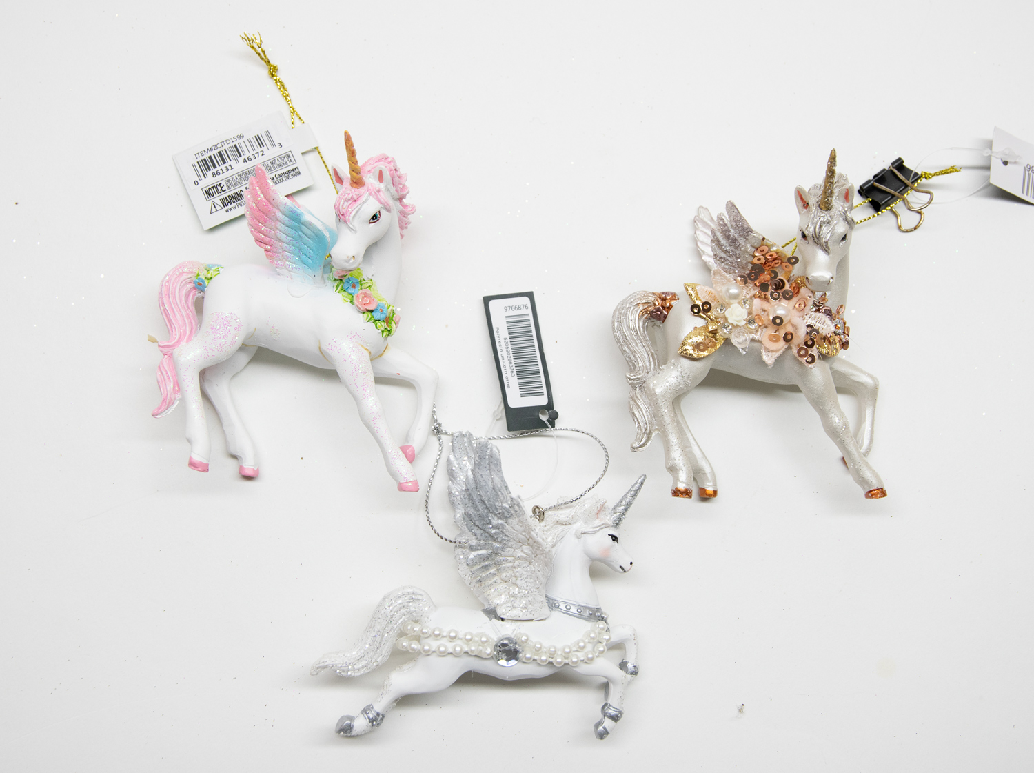 Einhorn Unicorn 3er Set B-Ware Christbaumschmuck  