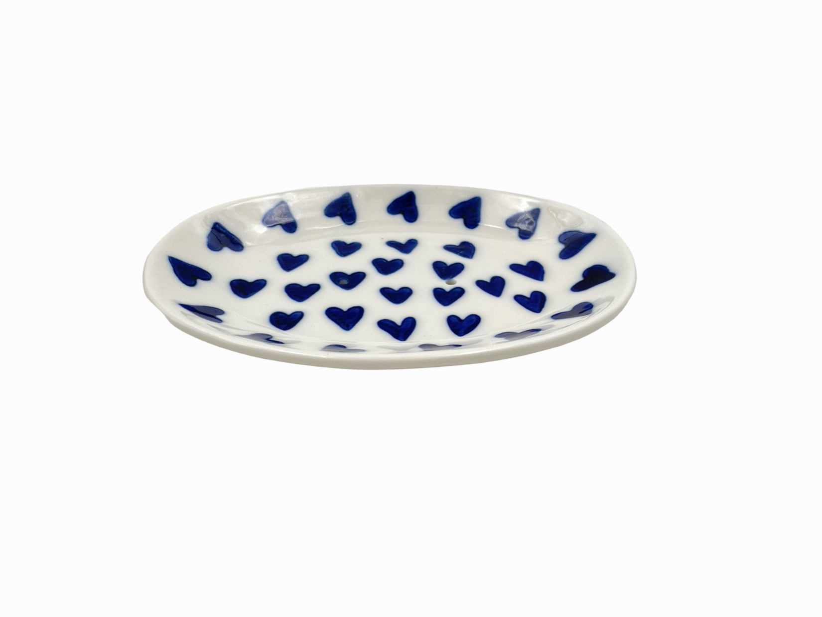 Seifenschale Herzen oval Steingut glasiert