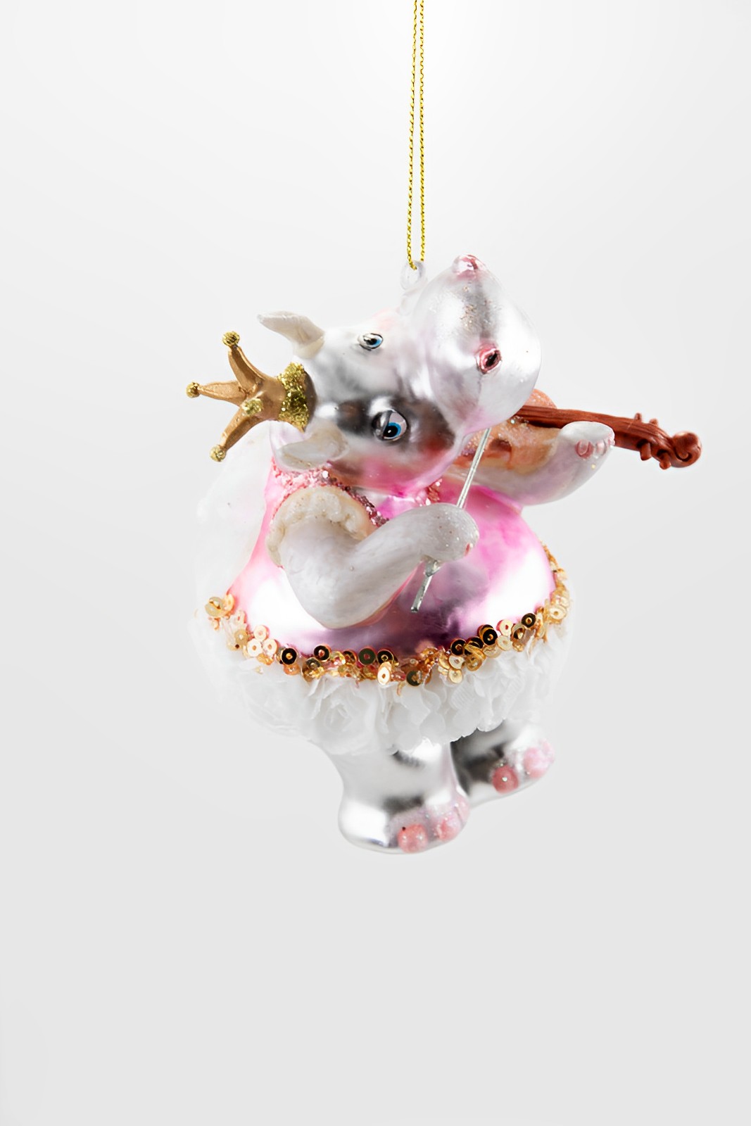 Weihnachtsschmuck Hänger Nilpferd mit Geige
