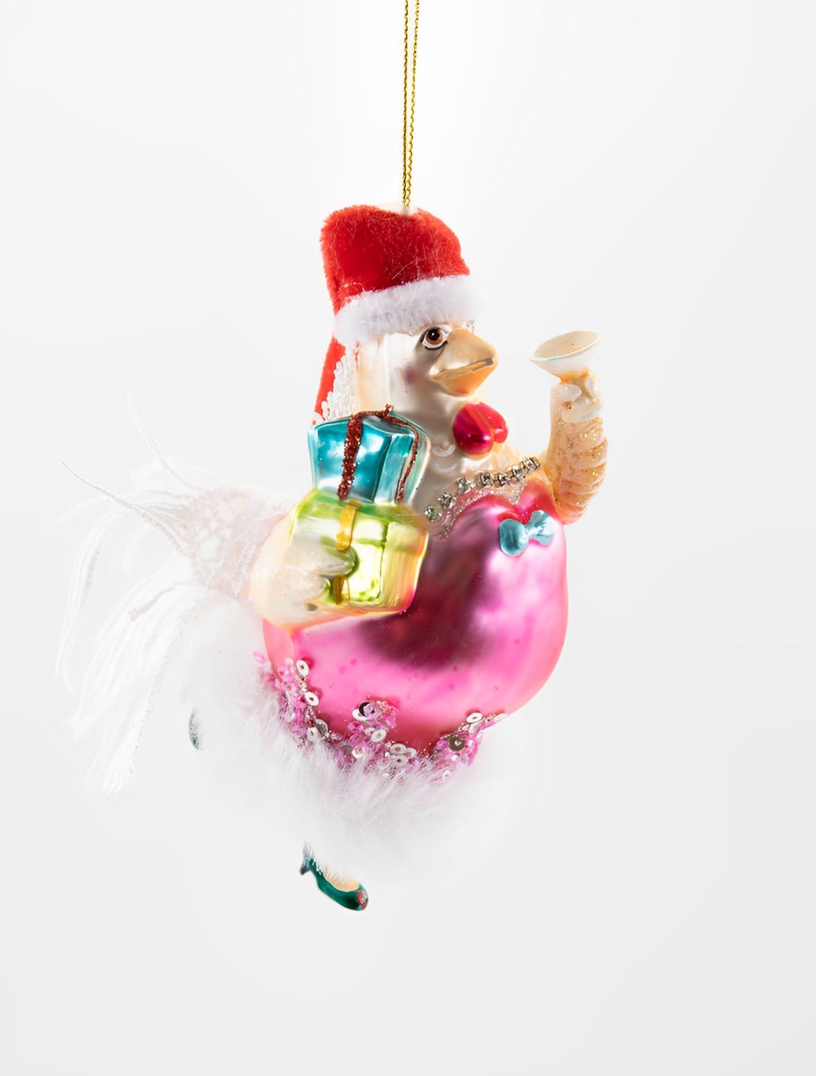 Weihnachtsschmuck Hänger Huhn Henne mit Weihnachtsmütze