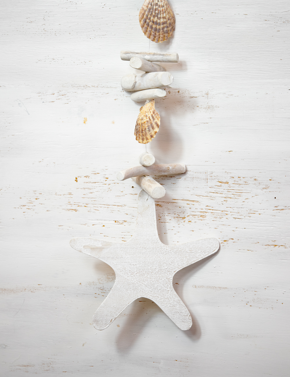 Deco Seestern Girlande weiss Holz Maritim
