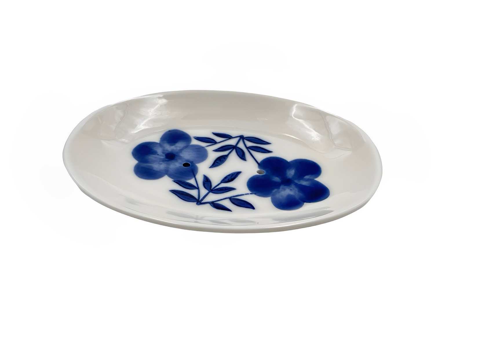 Seifenschale Blumen oval Steingut glasiert
