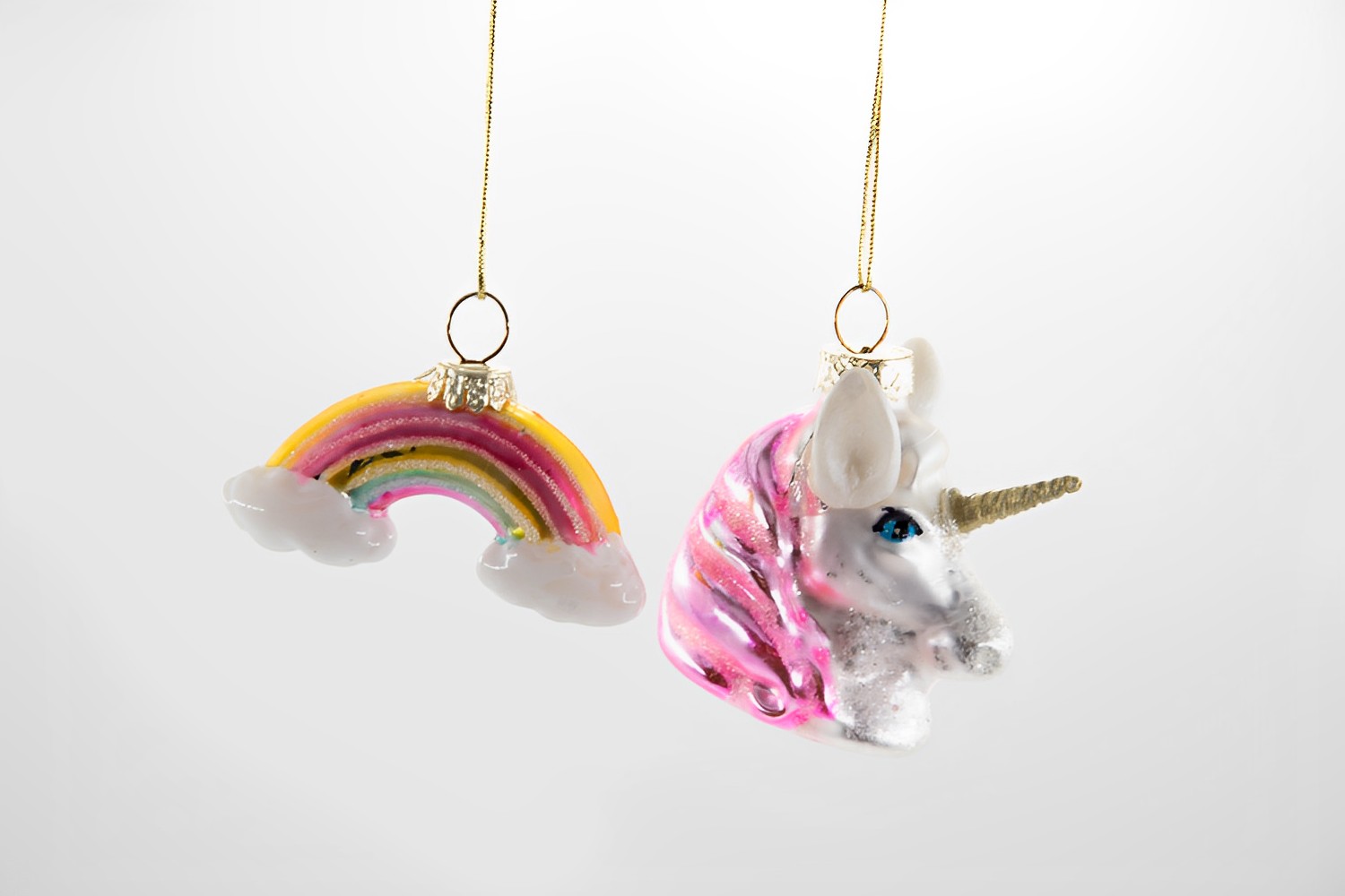 Sass & Belle Regenbogen Einhorn Set Weihnachtsschmuck 