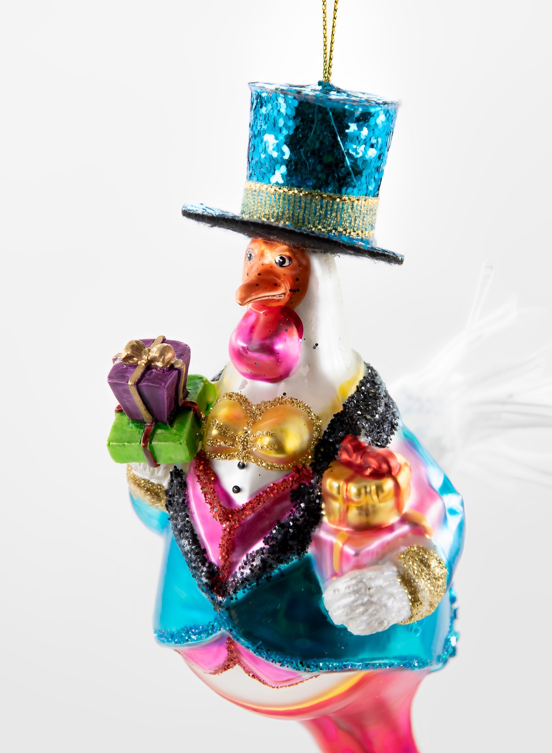 Weihnachtsschmuck Hänger Hahn mit Geschenken