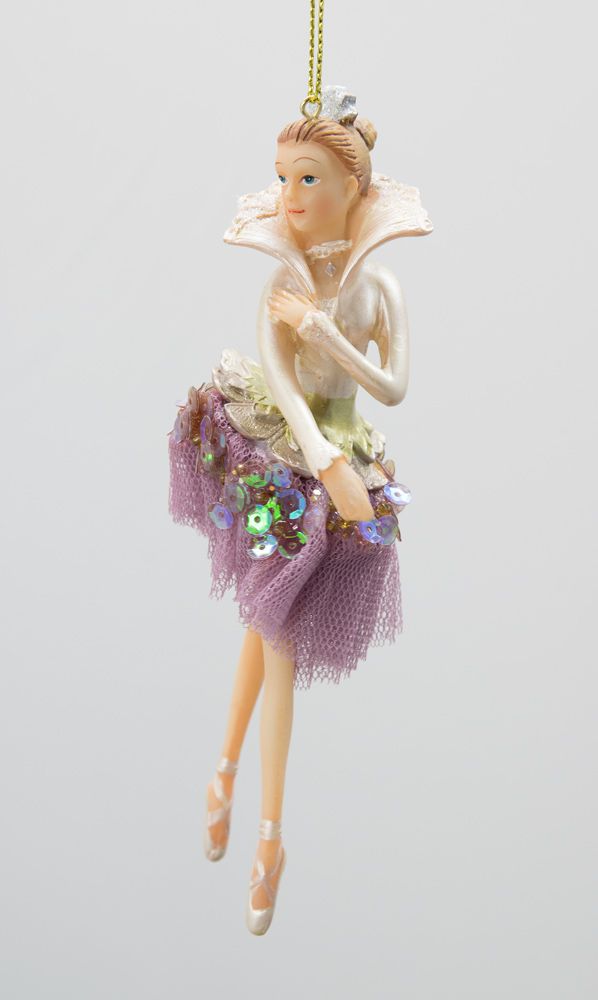 Ballerina creme/lila/grau Tänzerin Christbaumschmuck