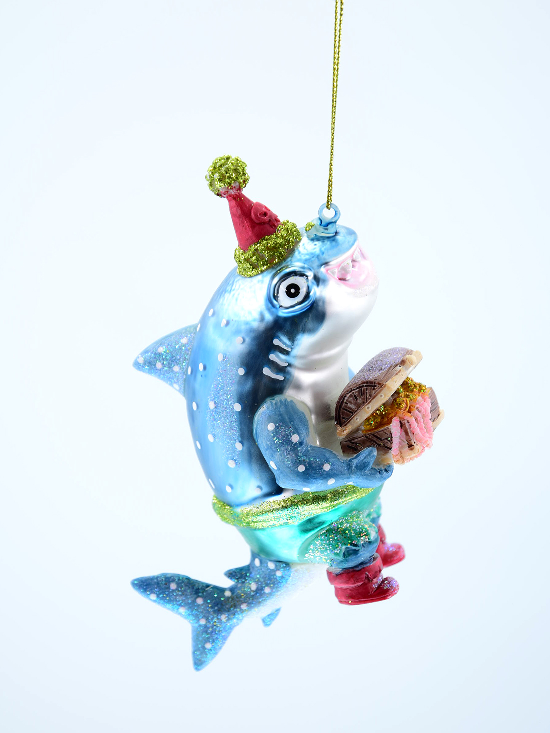 Weihnachtsschmuck Hänger Hai Pirat mit Schatzkiste