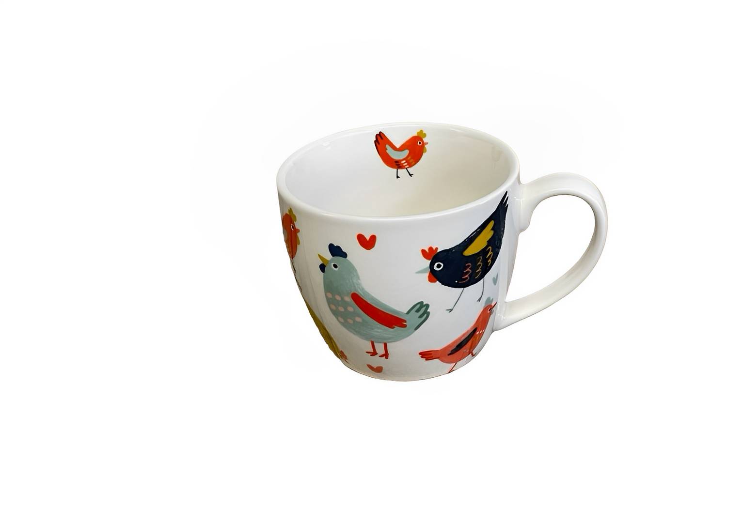 Große Tasse 'Bledine' mit Hühnermotiv aus Porzellan 