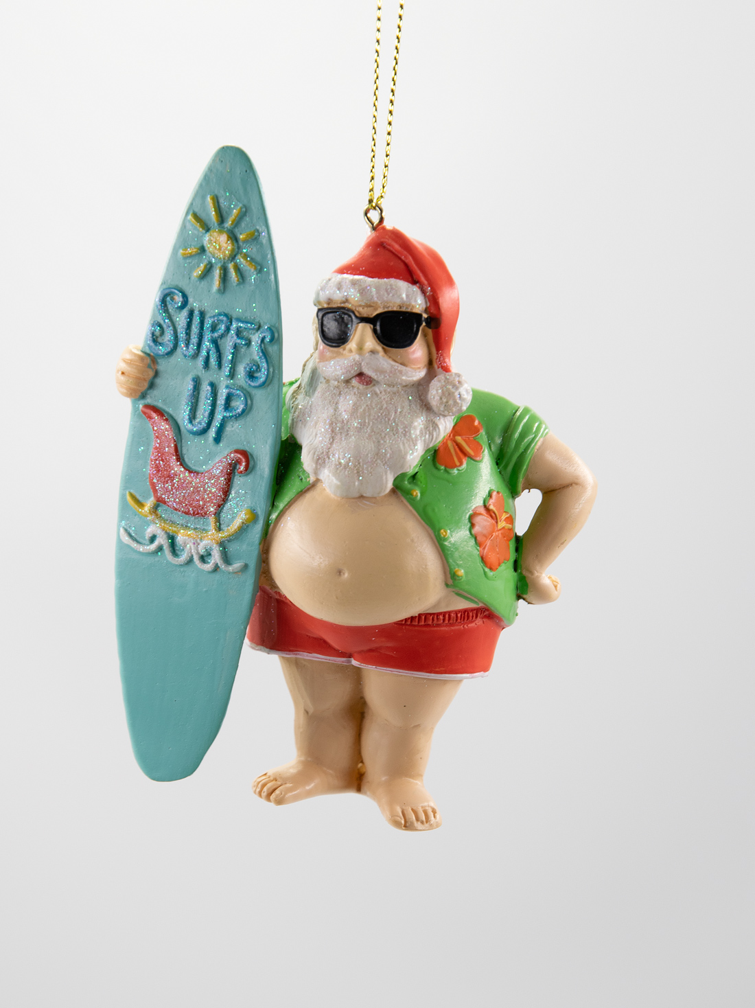 Weihnachtsmann mit Surfbrett Christbaumschmuck 