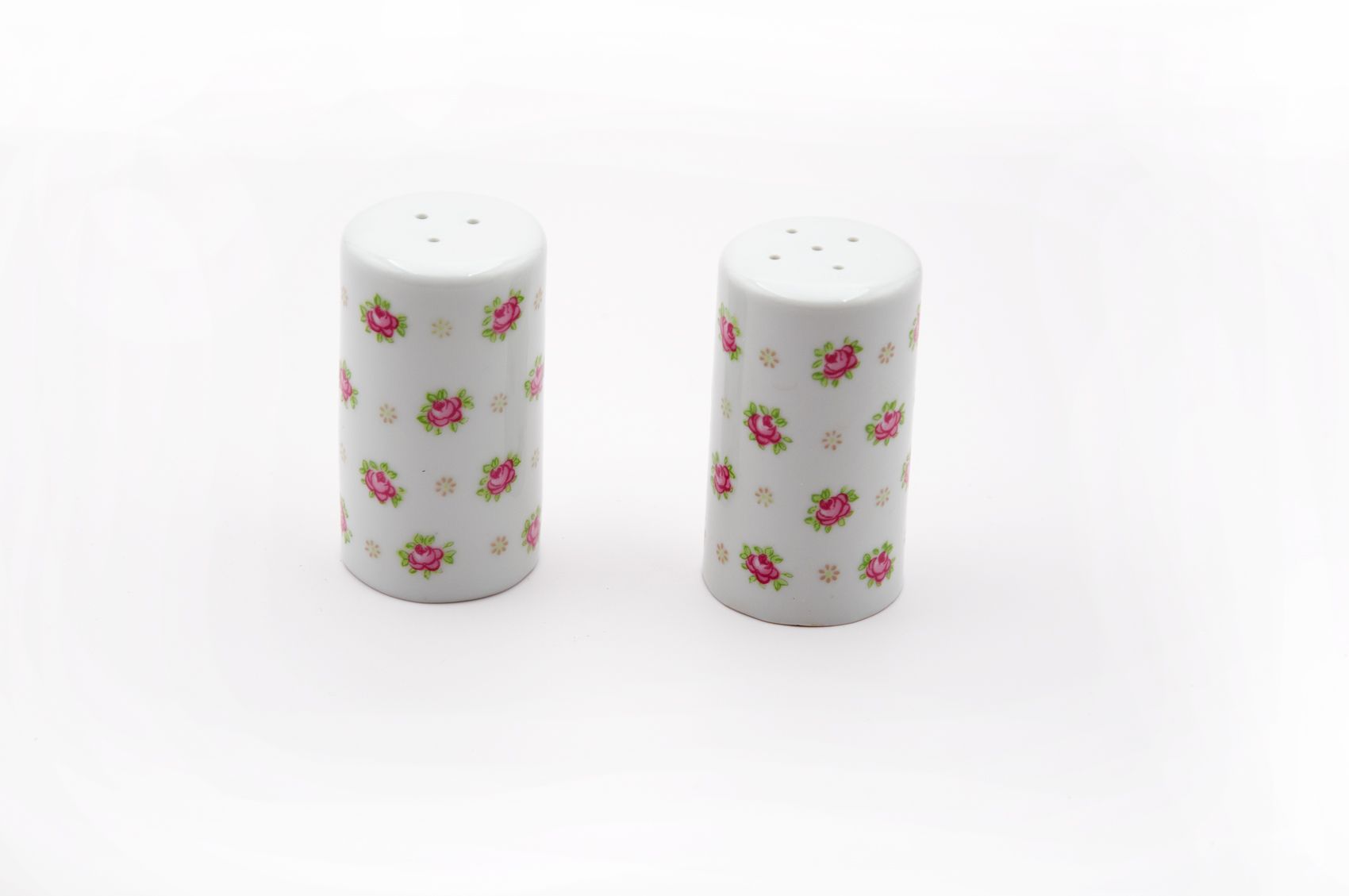 Salz & Pfefferstreuer weiß mit Blumendekor Porzellan Landhausstil
