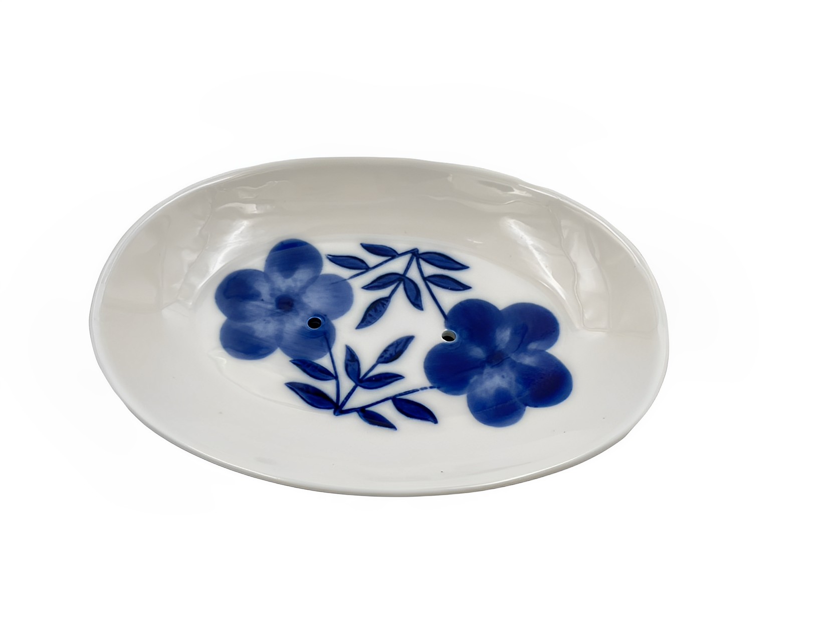 Seifenschale Blumen oval Steingut glasiert