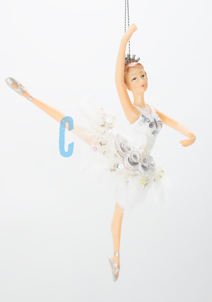 Ballerina weisse Tänzerin Christbaumschmuck
