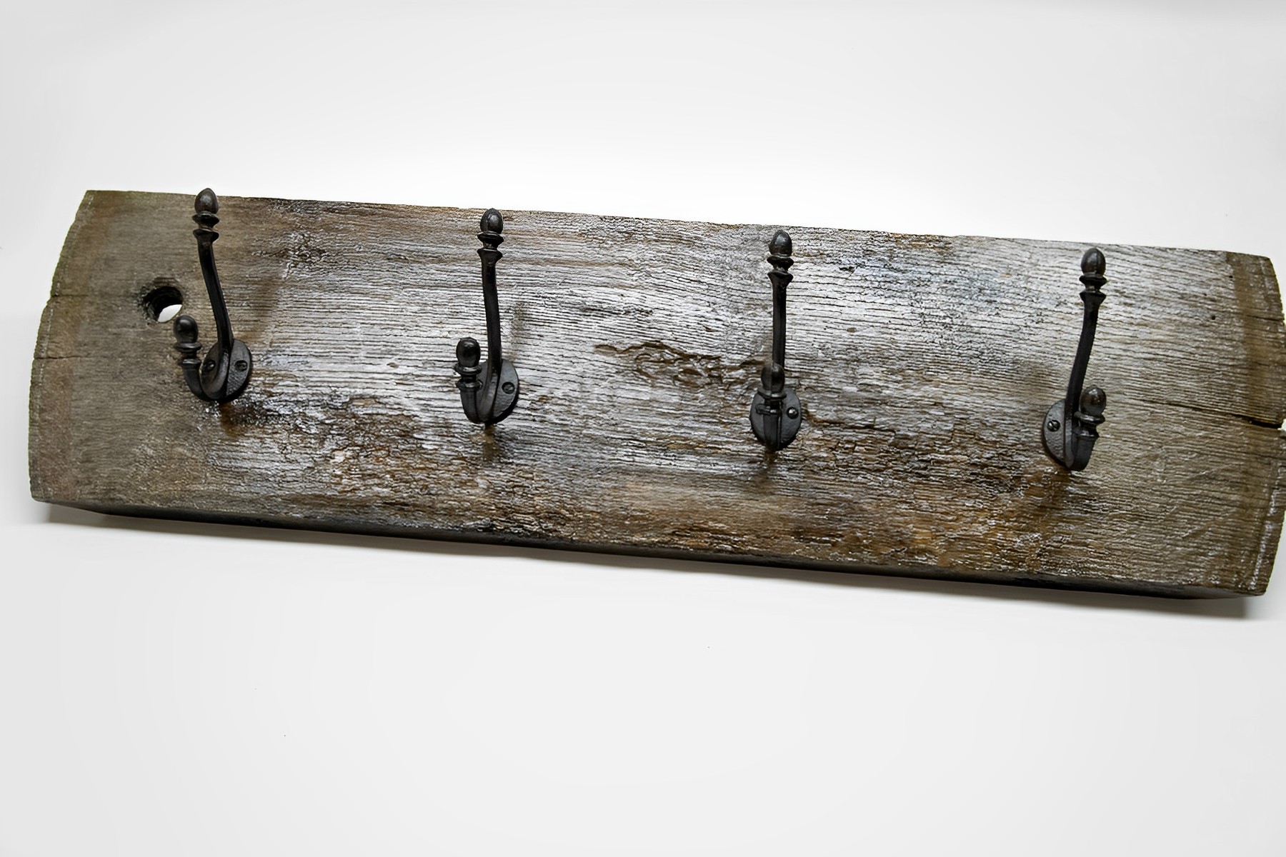 Garderobe Hakenleiste Rustikal Vintage Antik mit 4 schwarzen Haken