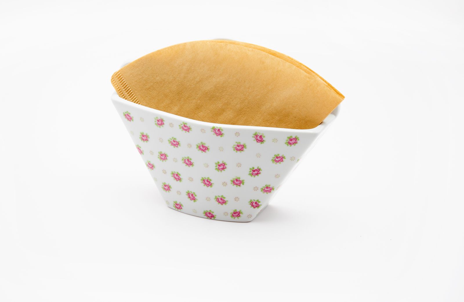 Kaffefilterhalter mit Blumendekor Porzellan