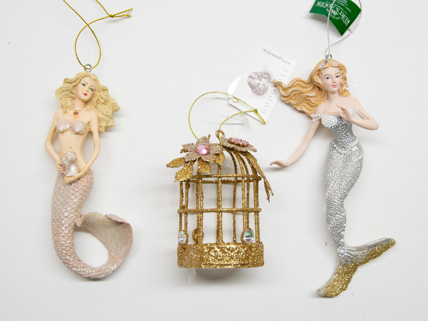 Meerjungfrau Vogelkäfig 3er Set B-Ware Christbaumschmuck 