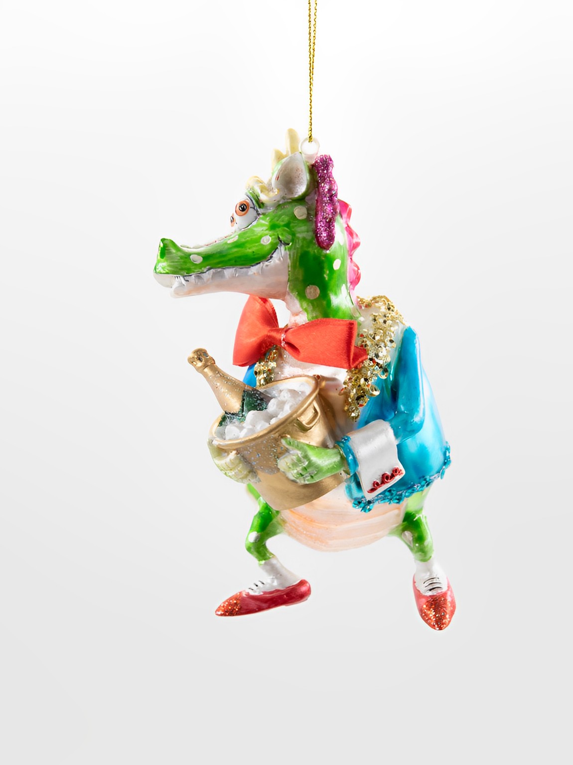 Weihnachtsschmuck Hänger Drache mit Sekt