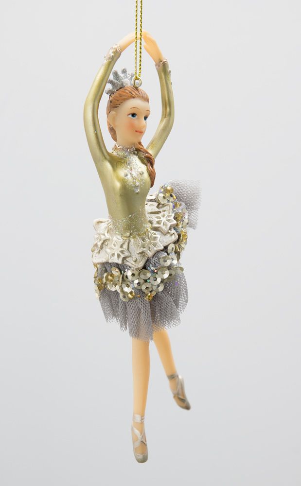 Ballerina creme/lila/grau Tänzerin Christbaumschmuck