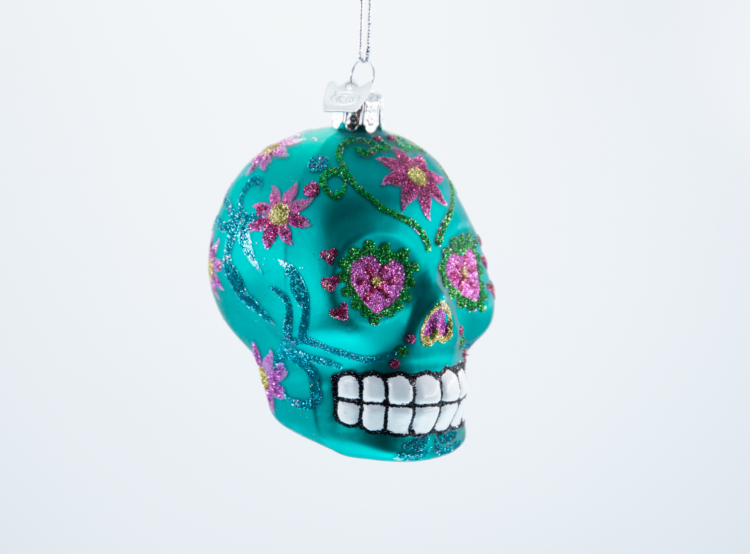 Totenkopf Skull türkis Weihnachtsschmuck  