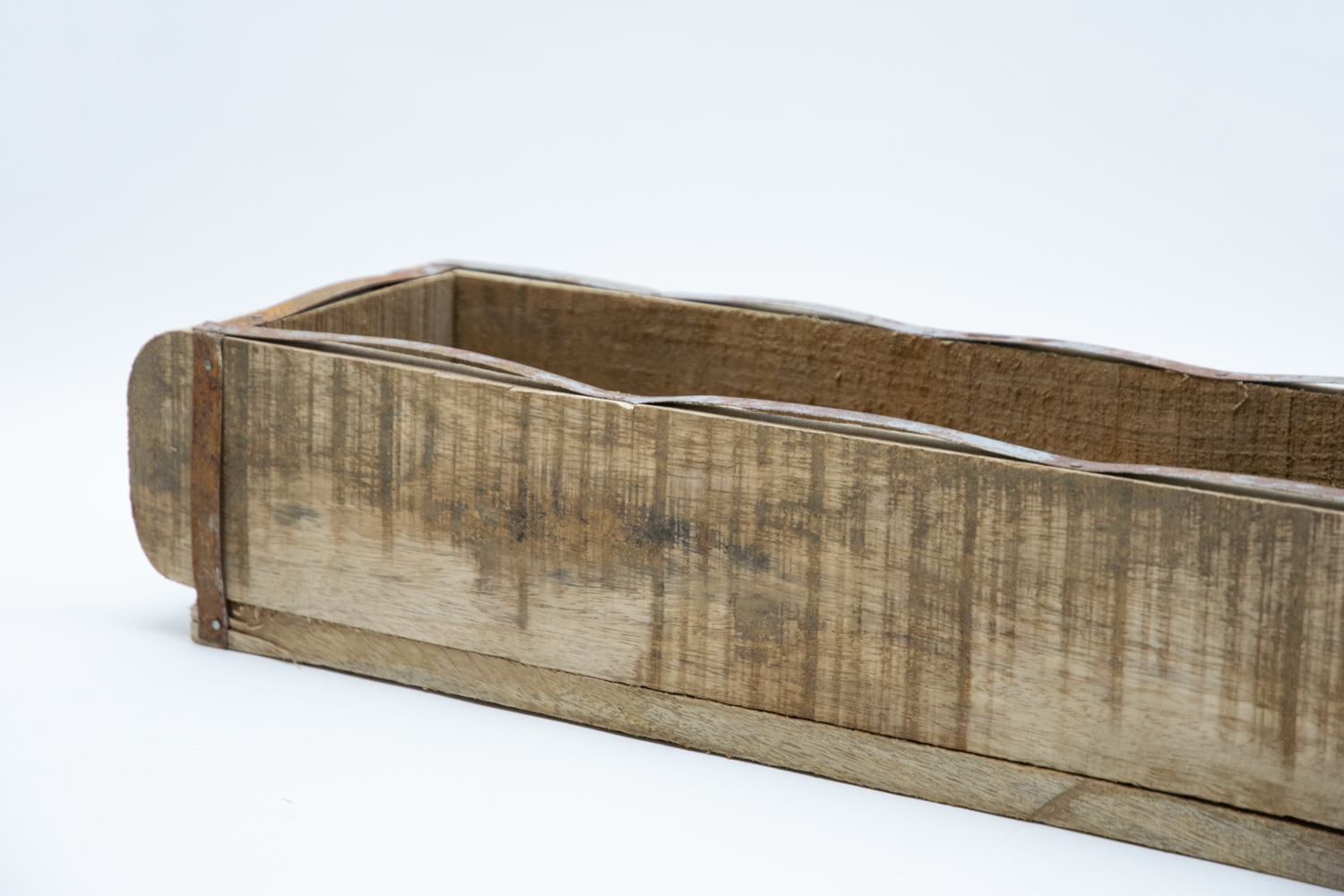 Kasten Ziegelform Holz braun lang Industriestil Landhausstil