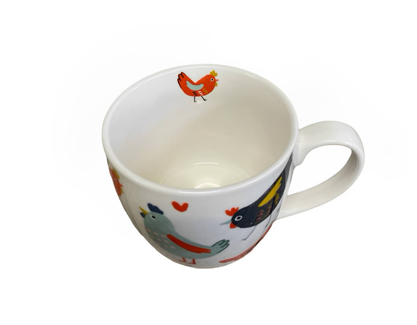 Große Tasse 'Bledine' mit Hühnermotiv aus Porzellan 