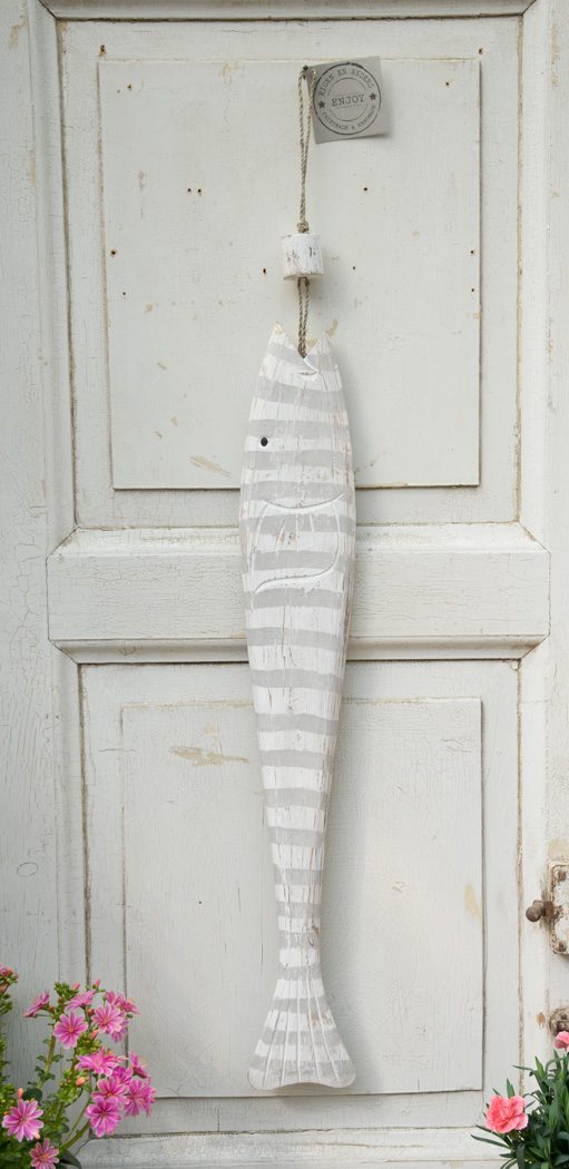 Deco Fisch grau Holz Maritim 