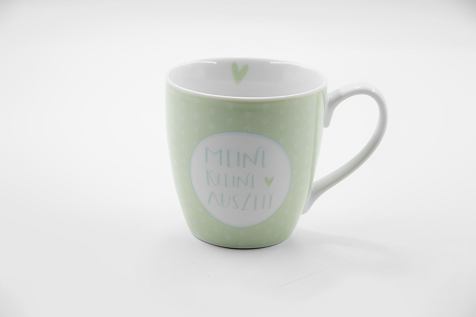 Kaffeetasse Becher Tasse Jumbobecher Keramik 400ml Meine kleine Auszeit grün Landhausstil   