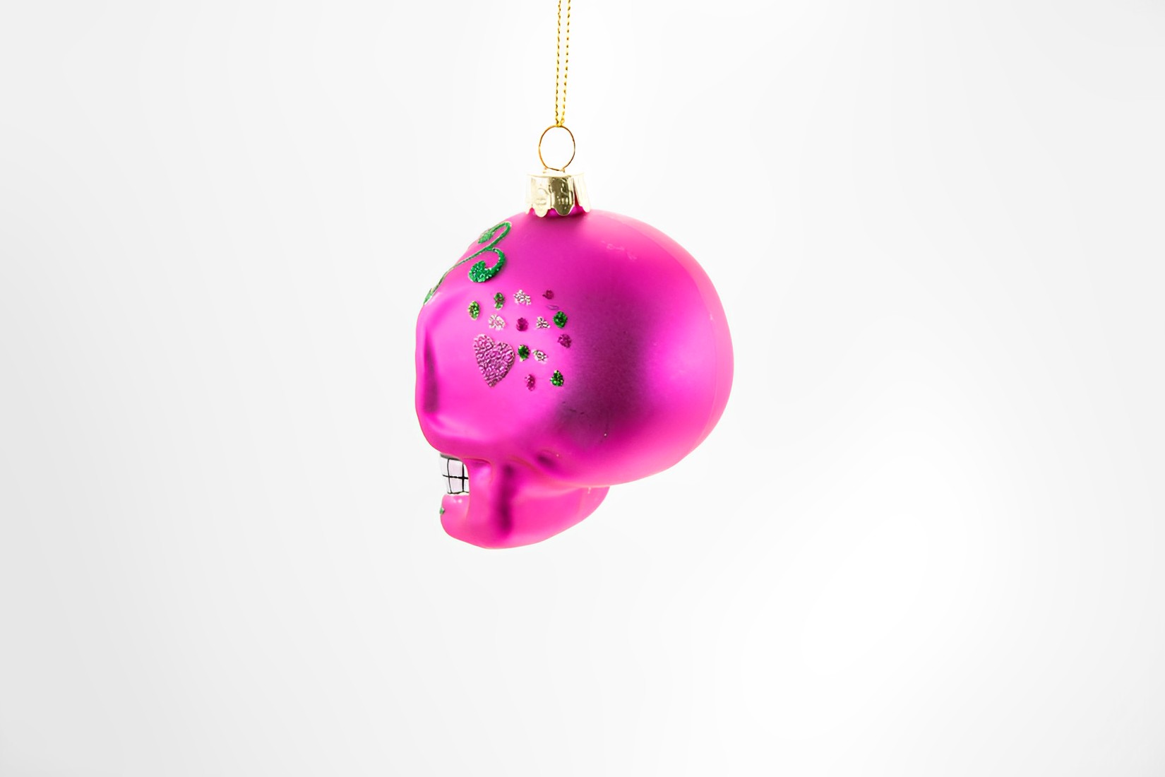 Totenkopf pink Glas Weihnachtsschmuck 