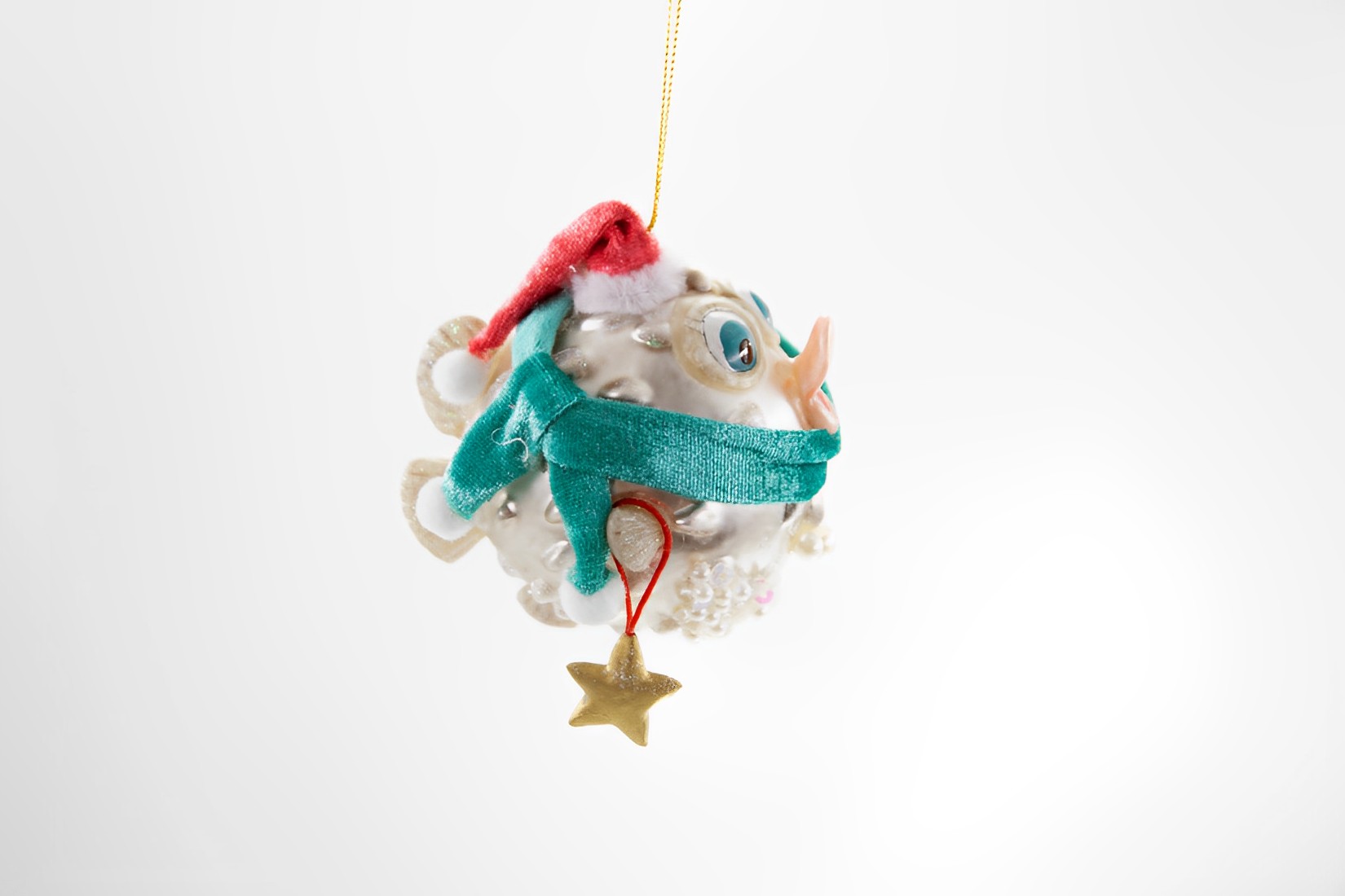 Kugelfisch mit Weihnachtsmütze Weihnachtsschmuck