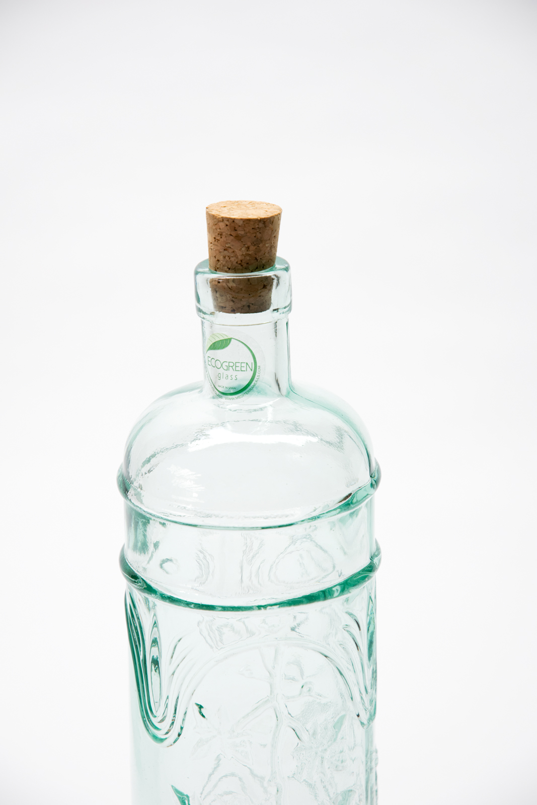 Ecogreen Flasche 1L mit Kork Verschluss Decor Wein