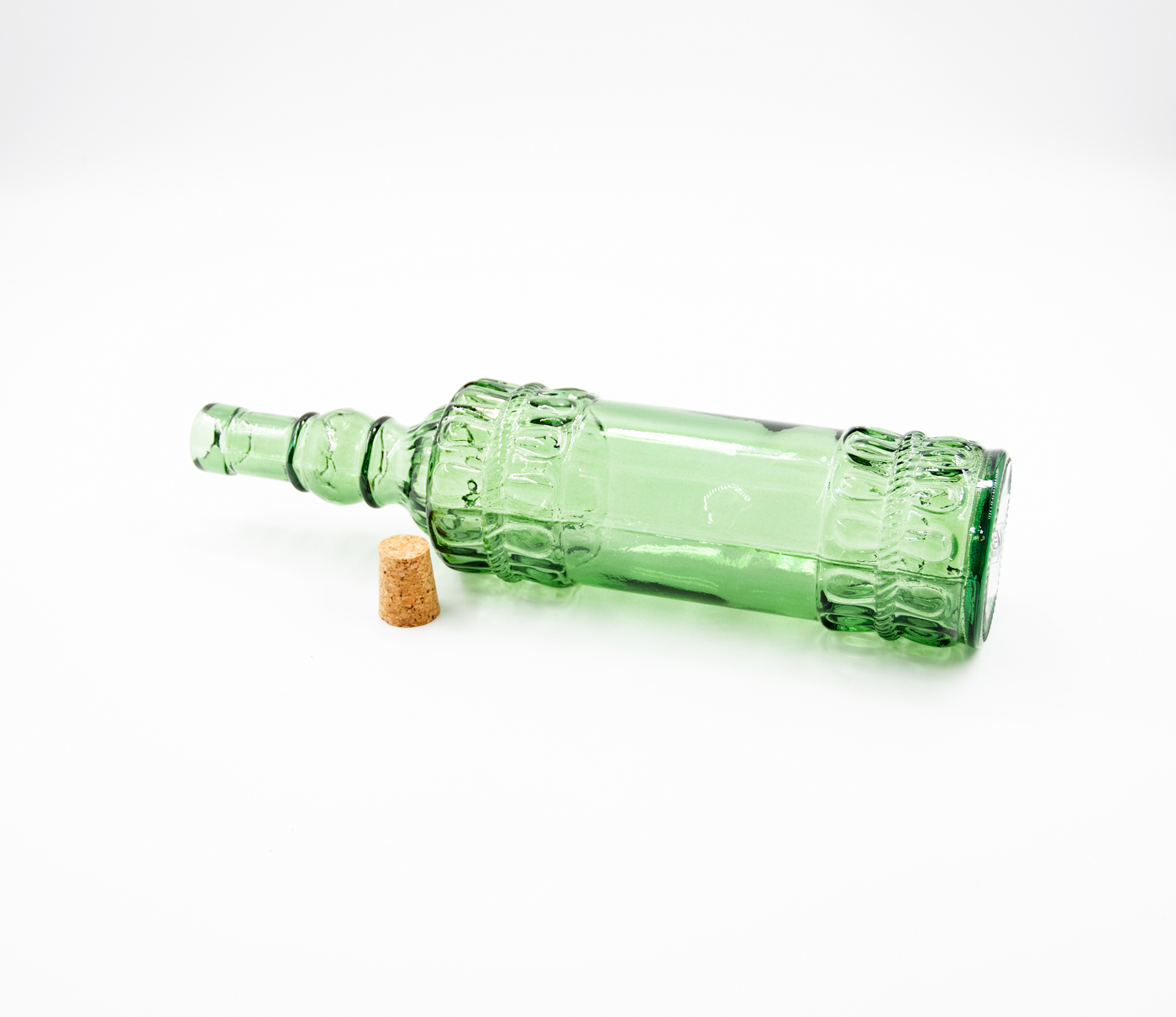 Glasflasche mit Korkverschluß 800ml Essig / Öl Landhausstil
