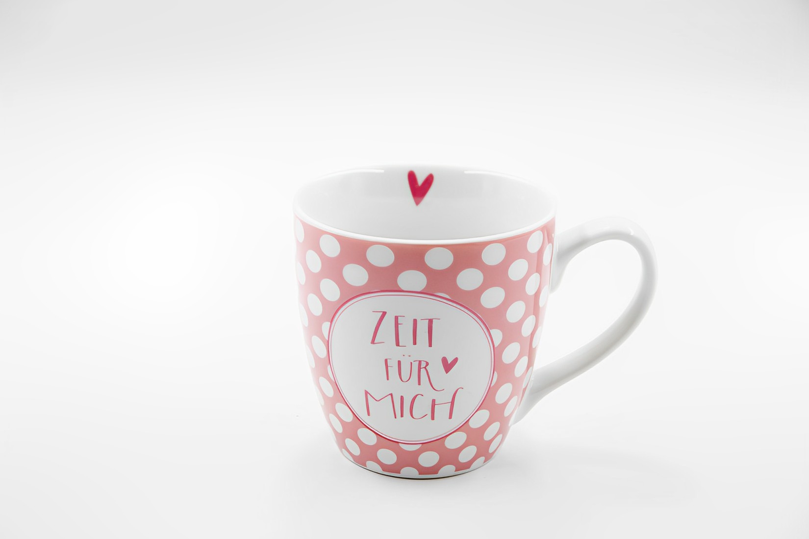 Kaffeetasse Becher Tasse Jumbobecher Keramik 400ml Zeit für mich rosa Landhausstil 